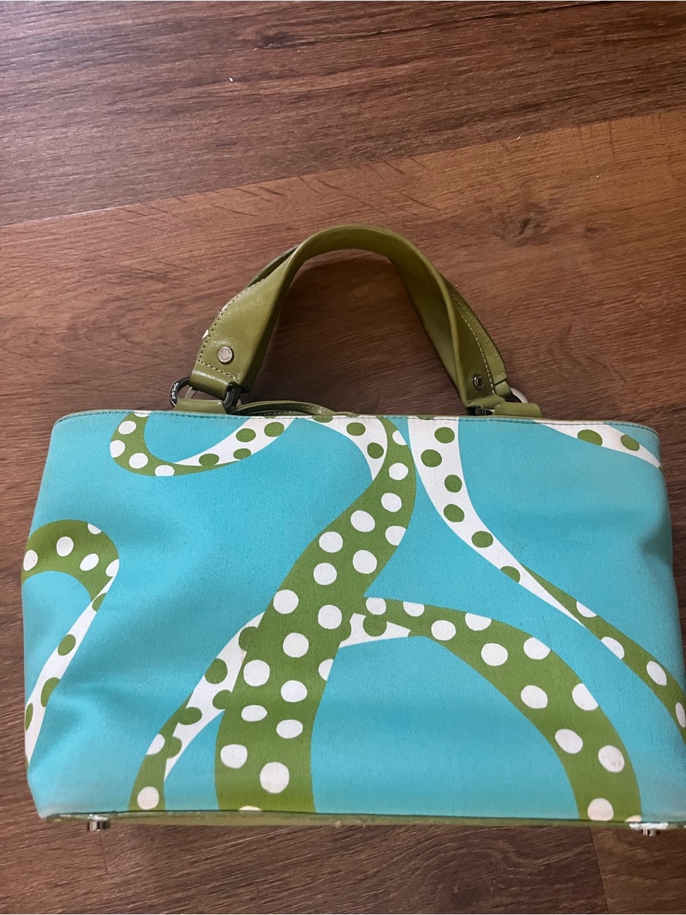 kate spade Turquoise & Olive Green Polka Dot Top-Handle Shoulder Bag